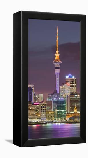 Stanley Bay, Skyline of Auckland, Sky Tower, North Island, New Zealand-Rainer Mirau-Framed Premier Image Canvas