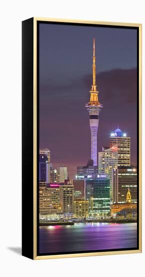 Stanley Bay, Skyline of Auckland, Sky Tower, North Island, New Zealand-Rainer Mirau-Framed Premier Image Canvas