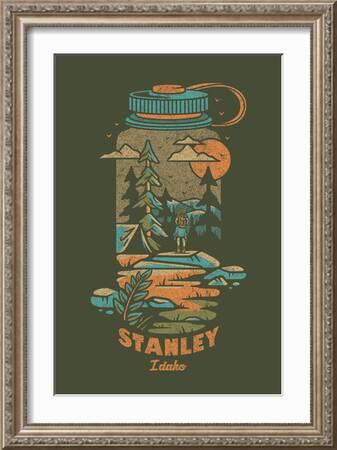 Stanley, Idaho, Water Bottle, Distressed Vector, Contour, Lantern
