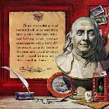 "Benjamin Franklin - Bust and Quote", January 19, 1957-Stanley Meltzoff-Framed Premier Image Canvas