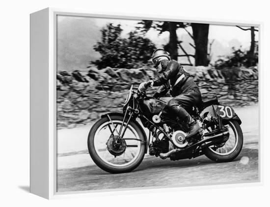 Stanley Woods on a 498Cc Moto Guzzi Bike, Isle of Man Senior Tt, 1935-null-Framed Premier Image Canvas