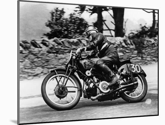 Stanley Woods on a 498Cc Moto Guzzi Bike, Isle of Man Senior Tt, 1935-null-Mounted Photographic Print
