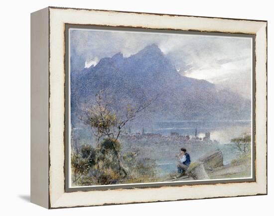 Stansstad and the Pilatus, Switzerland, C1865-1932-Albert Goodwin-Framed Premier Image Canvas