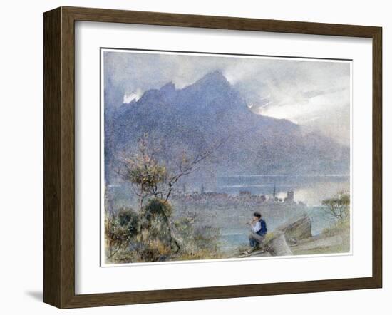 Stansstad and the Pilatus, Switzerland, C1865-1932-Albert Goodwin-Framed Giclee Print