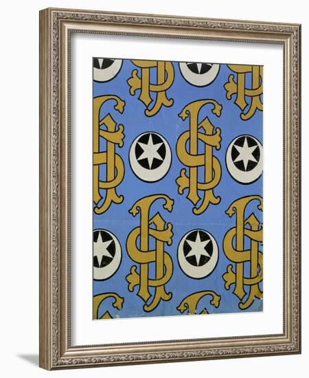 Star and Clef Ecclesiastical Wallpaper Design by Augustus Welby Pugin-Stapleton Collection-Framed Giclee Print