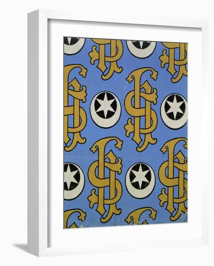 Star and Clef Ecclesiastical Wallpaper Design by Augustus Welby Pugin-Stapleton Collection-Framed Giclee Print