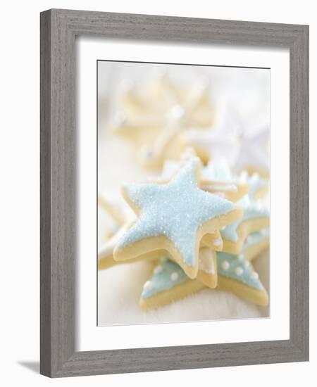 Star Biscuits with Blue and White Icing-null-Framed Photographic Print