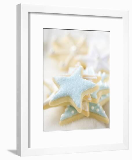 Star Biscuits with Blue and White Icing-null-Framed Photographic Print