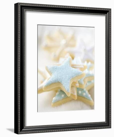 Star Biscuits with Blue and White Icing-null-Framed Photographic Print