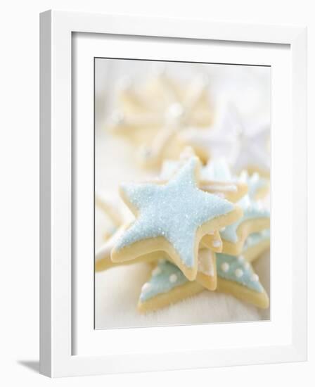 Star Biscuits with Blue and White Icing-null-Framed Photographic Print