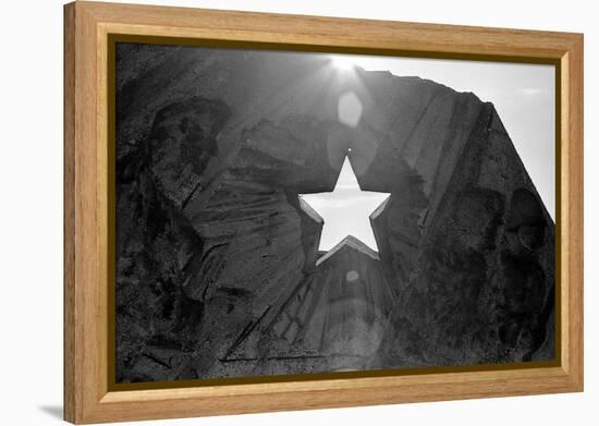 Star Cut Into Statue Budapest Hungary-null-Framed Stretched Canvas