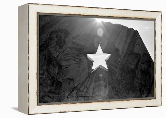 Star Cut Into Statue Budapest Hungary-null-Framed Stretched Canvas