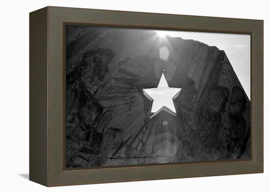 Star Cut Into Statue Budapest Hungary-null-Framed Stretched Canvas
