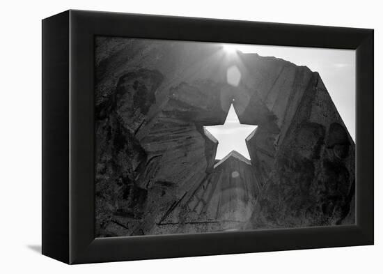 Star Cut Into Statue Budapest Hungary-null-Framed Stretched Canvas