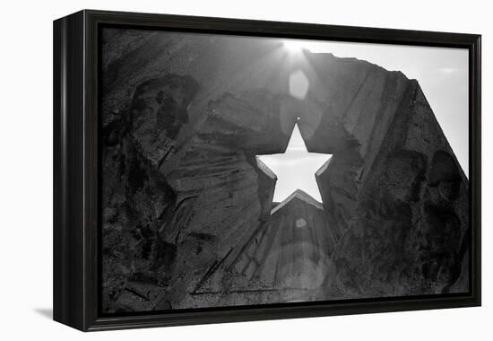 Star Cut Into Statue Budapest Hungary-null-Framed Stretched Canvas