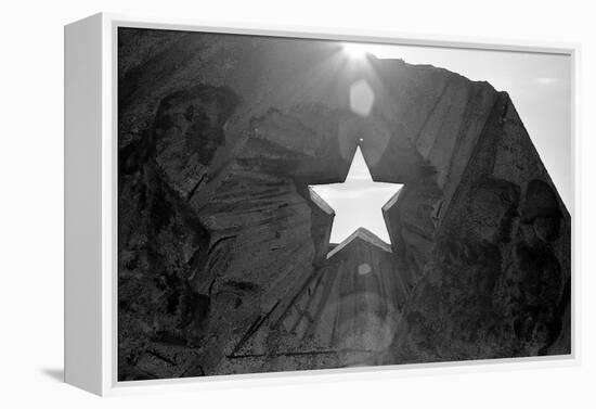 Star Cut Into Statue Budapest Hungary-null-Framed Stretched Canvas