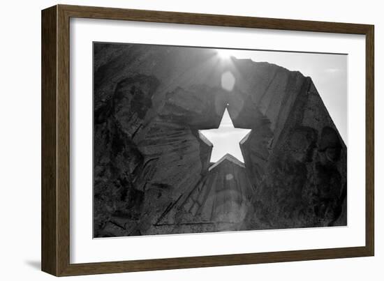 Star Cut Into Statue Budapest Hungary-null-Framed Photo