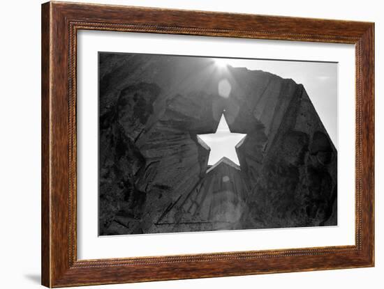Star Cut Into Statue Budapest Hungary-null-Framed Photo
