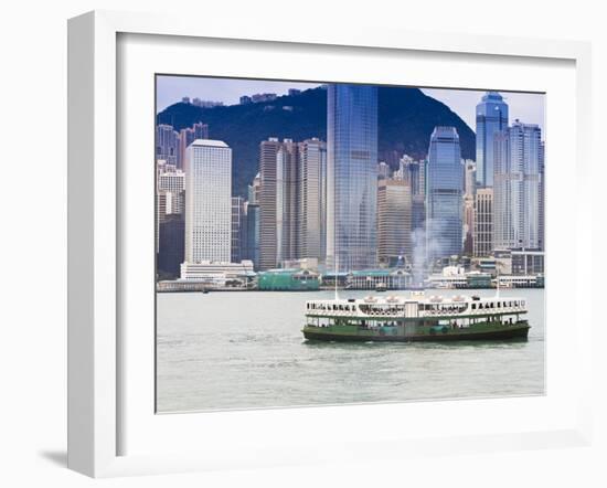 Star Ferry Crosses Victoria Harbour with Hong Kong Island Skyline Behind, Hong Kong, China, Asia-Amanda Hall-Framed Photographic Print