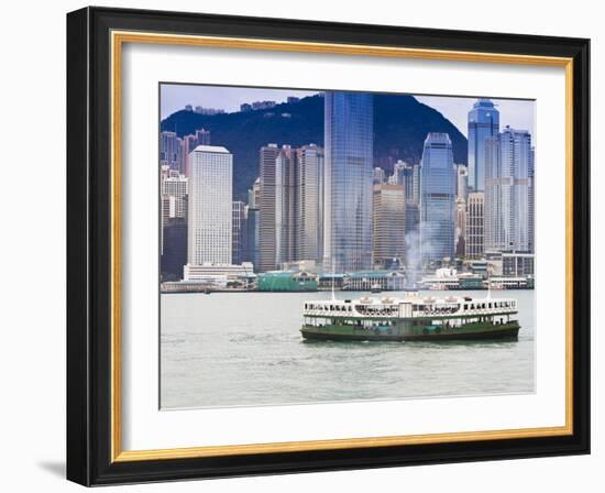 Star Ferry Crosses Victoria Harbour with Hong Kong Island Skyline Behind, Hong Kong, China, Asia-Amanda Hall-Framed Photographic Print