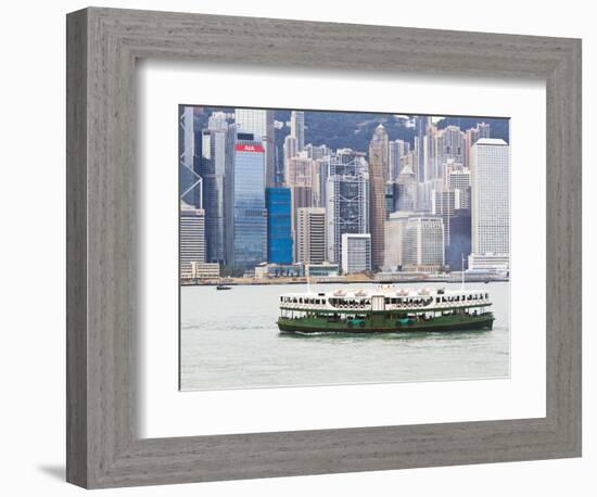 Star Ferry Crosses Victoria Harbour with Hong Kong Island Skyline Behind, Hong Kong, China, Asia-Amanda Hall-Framed Photographic Print