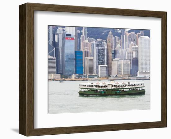 Star Ferry Crosses Victoria Harbour with Hong Kong Island Skyline Behind, Hong Kong, China, Asia-Amanda Hall-Framed Photographic Print