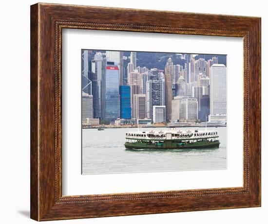 Star Ferry Crosses Victoria Harbour with Hong Kong Island Skyline Behind, Hong Kong, China, Asia-Amanda Hall-Framed Photographic Print