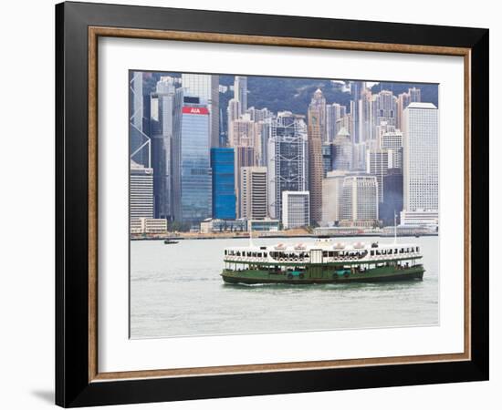 Star Ferry Crosses Victoria Harbour with Hong Kong Island Skyline Behind, Hong Kong, China, Asia-Amanda Hall-Framed Photographic Print