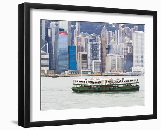 Star Ferry Crosses Victoria Harbour with Hong Kong Island Skyline Behind, Hong Kong, China, Asia-Amanda Hall-Framed Photographic Print