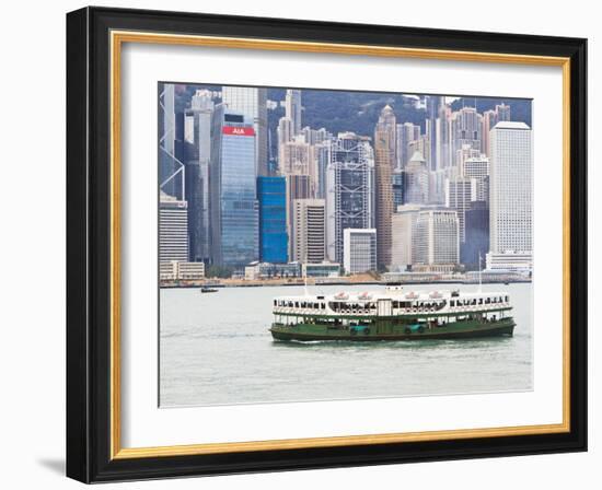 Star Ferry Crosses Victoria Harbour with Hong Kong Island Skyline Behind, Hong Kong, China, Asia-Amanda Hall-Framed Photographic Print