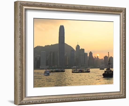 Star Ferry Crossing Victoria Harbour Towards Hong Kong Island, Hong Kong, China, Asia-Amanda Hall-Framed Photographic Print