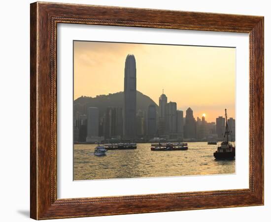 Star Ferry Crossing Victoria Harbour Towards Hong Kong Island, Hong Kong, China, Asia-Amanda Hall-Framed Photographic Print