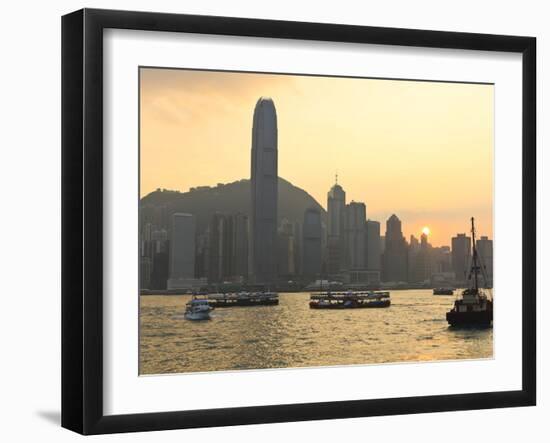 Star Ferry Crossing Victoria Harbour Towards Hong Kong Island, Hong Kong, China, Asia-Amanda Hall-Framed Photographic Print