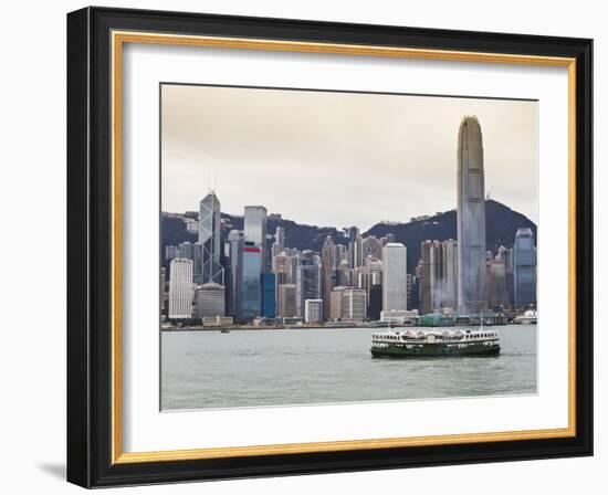 Star Ferry Crossing Victoria Harbour Towards Hong Kong Island, Two International Finance Centre Tow-Amanda Hall-Framed Photographic Print