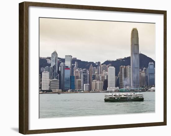 Star Ferry Crossing Victoria Harbour Towards Hong Kong Island, Two International Finance Centre Tow-Amanda Hall-Framed Photographic Print