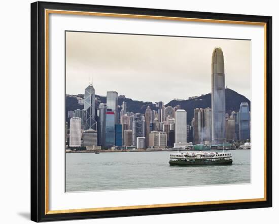 Star Ferry Crossing Victoria Harbour Towards Hong Kong Island, Two International Finance Centre Tow-Amanda Hall-Framed Photographic Print