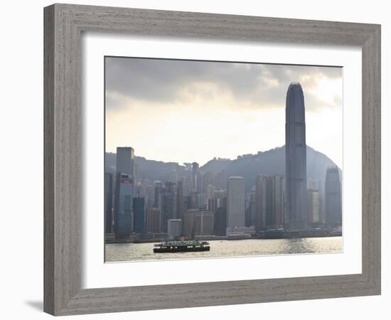 Star Ferry on Victoria Harbour with the Skyscrapers of Hong Kong Island Behind, Hong Kong, China, A-Amanda Hall-Framed Photographic Print