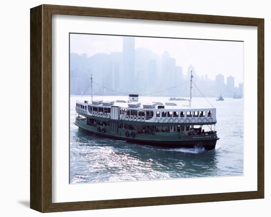 Star Ferry, Victoria Harbour, with Hong Kong Island Skyline in Mist Beyond, Hong Kong, China, Asia-Amanda Hall-Framed Photographic Print