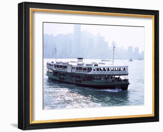 Star Ferry, Victoria Harbour, with Hong Kong Island Skyline in Mist Beyond, Hong Kong, China, Asia-Amanda Hall-Framed Photographic Print