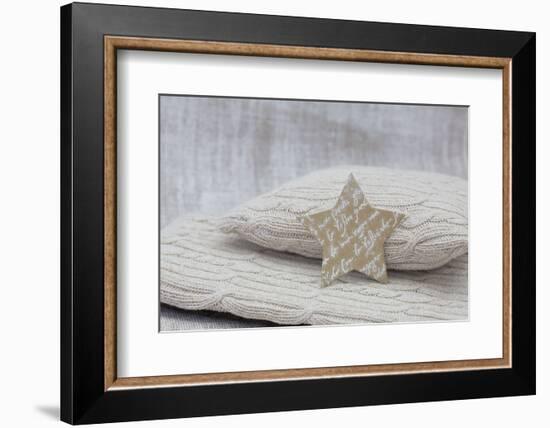 Star of Bethlehem on cushion, still life-Andrea Haase-Framed Photographic Print