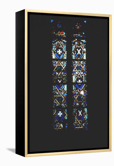 Star of David in Stained Glass Church Window, Barcelona, Spain-null-Framed Premier Image Canvas