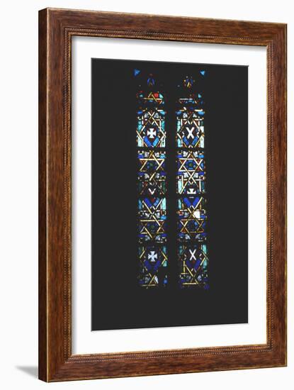 Star of David in Stained Glass Church Window, Barcelona, Spain-null-Framed Photographic Print