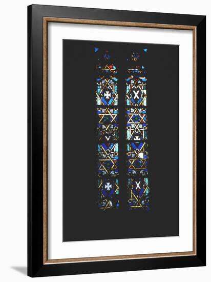 Star of David in Stained Glass Church Window, Barcelona, Spain-null-Framed Photographic Print