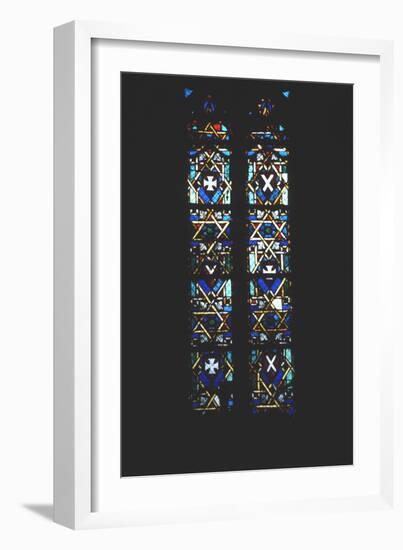 Star of David in Stained Glass Church Window, Barcelona, Spain-null-Framed Photographic Print