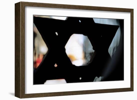Star of David on Synagogue in Budapest Hungary-null-Framed Photo