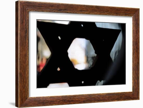 Star of David on Synagogue in Budapest Hungary-null-Framed Photo