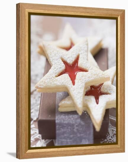 Star-Shaped Jam Biscuits with Icing Sugar (Christmas)-null-Framed Premier Image Canvas