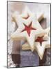 Star-Shaped Jam Biscuits with Icing Sugar (Christmas)-null-Mounted Photographic Print