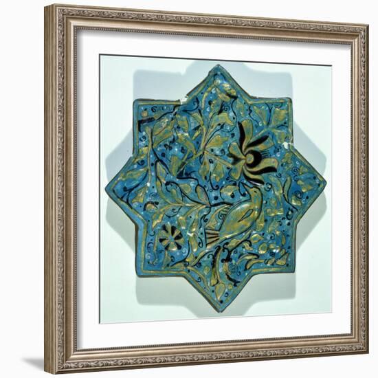 Star-Shaped Overglaze Leaf-Gilded Tile in the Style of Takht-E Solaiman, 13th-14th Century-null-Framed Giclee Print