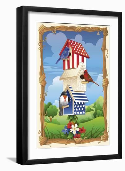 Star spangled birdhouse-Julie Goonan-Framed Giclee Print